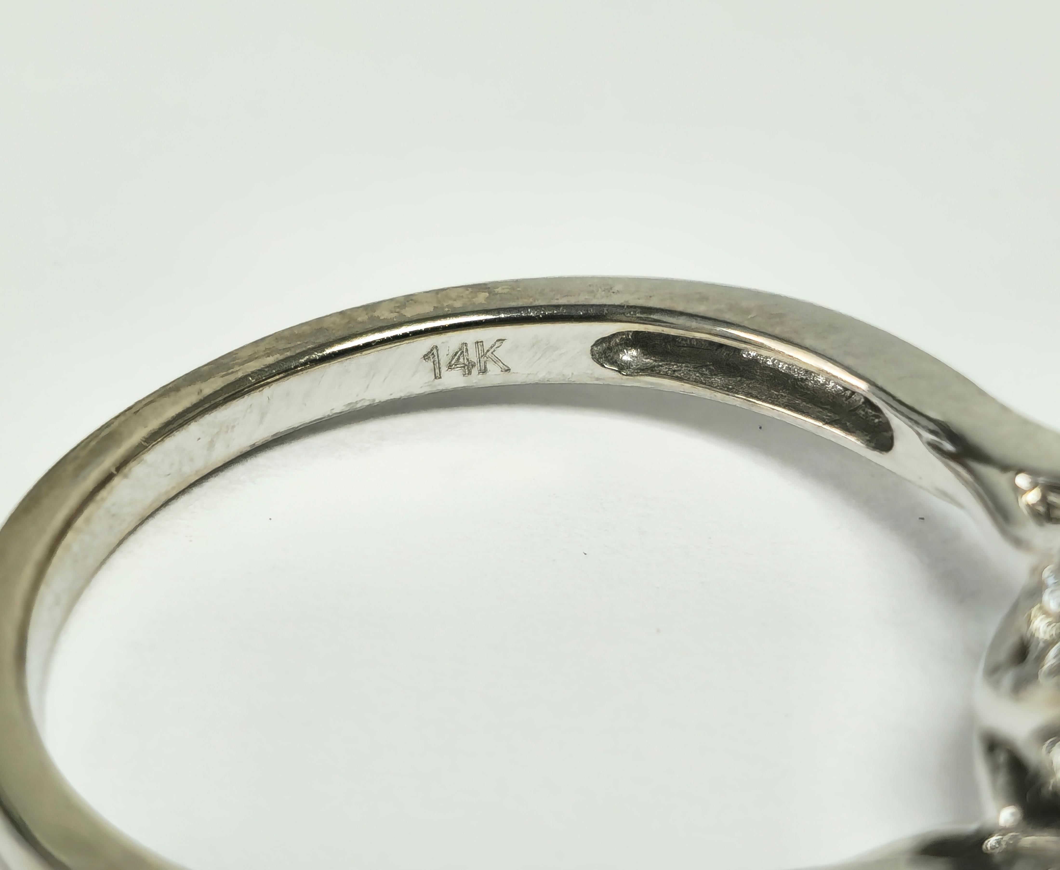 Victorian Art Deco 14K Diamond White Gold Engagement Ring For Sale
