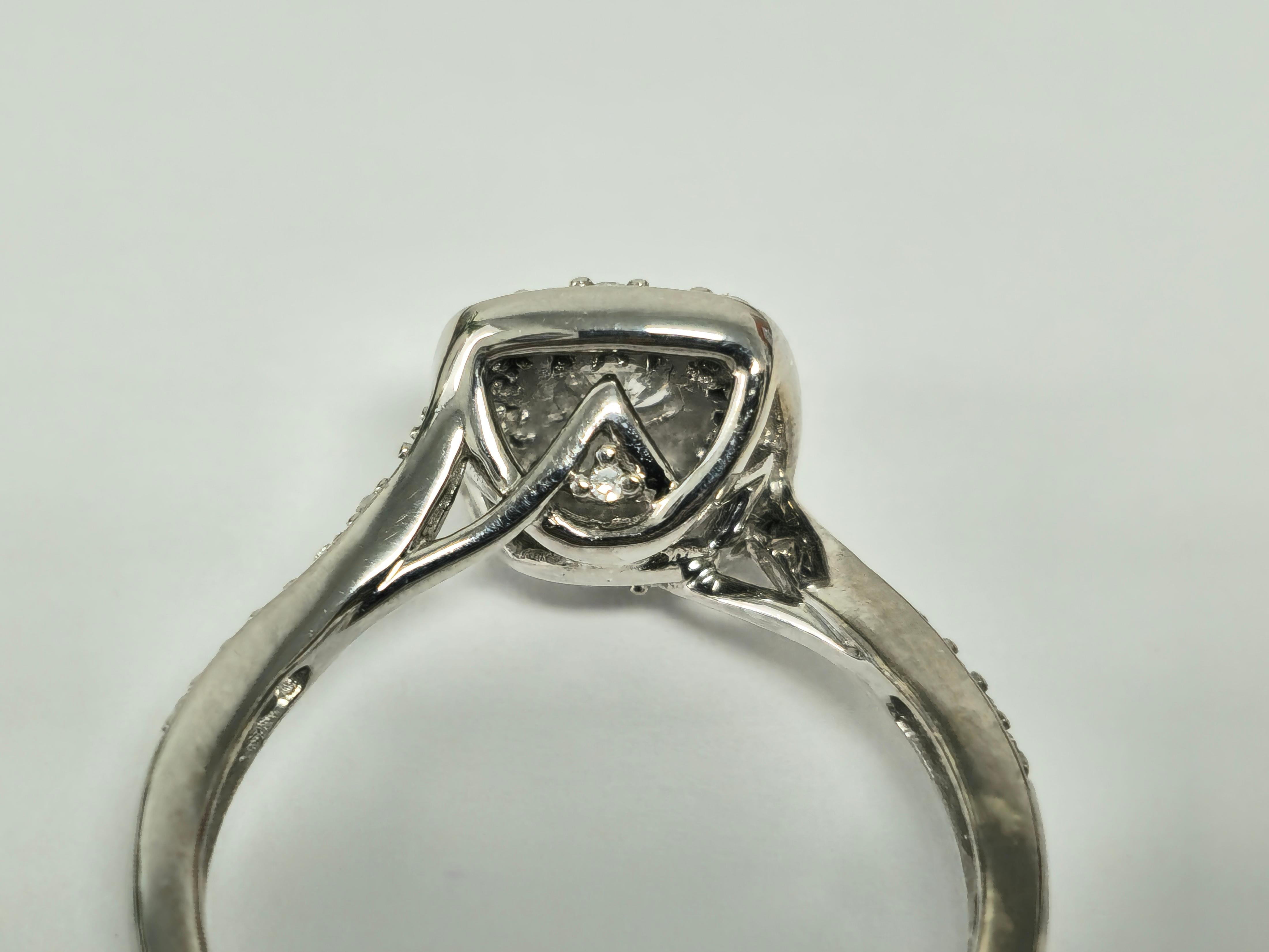 Brilliant Cut Art Deco 14K Diamond White Gold Engagement Ring For Sale