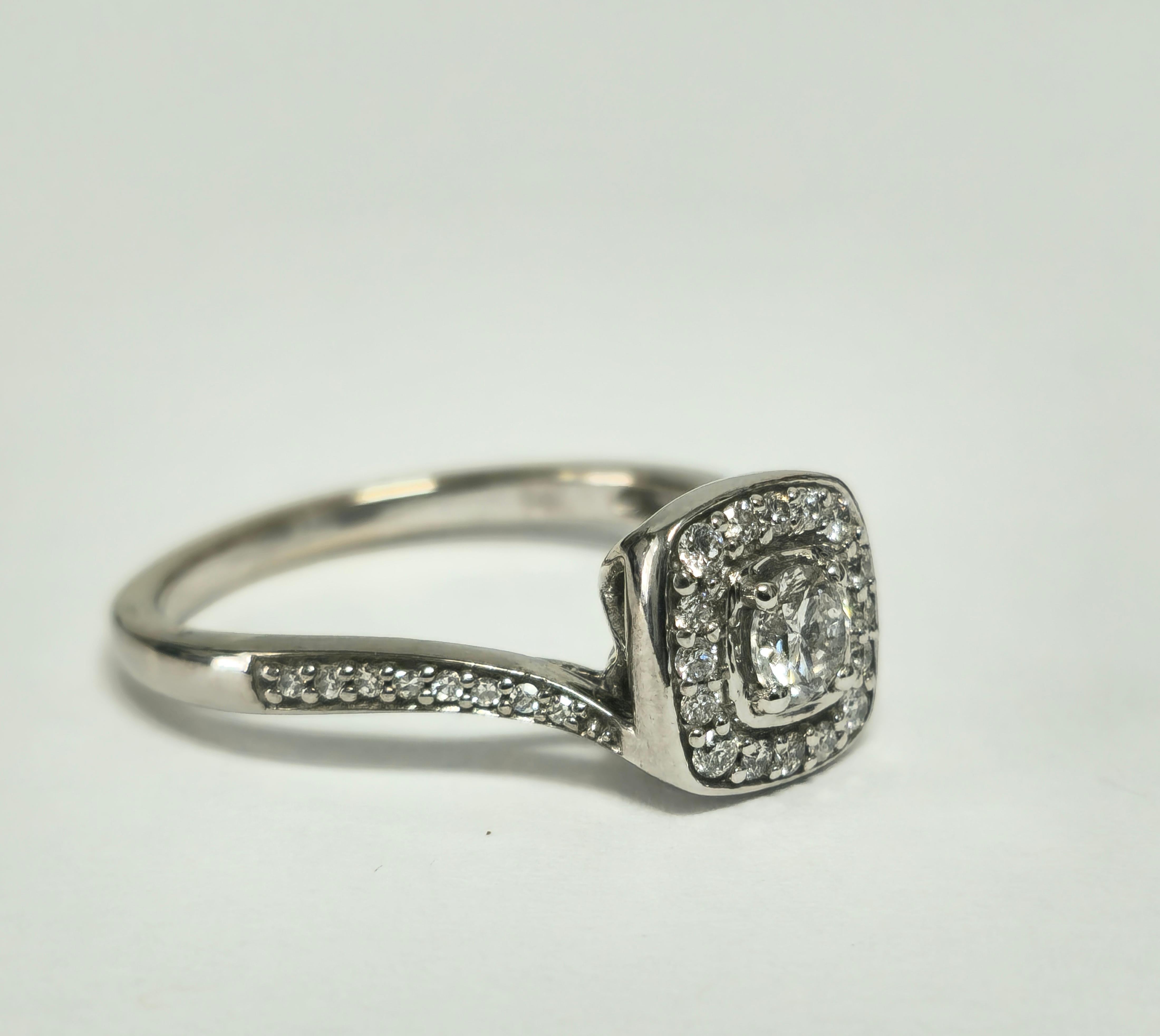 Art Deco 14K Diamond White Gold Engagement Ring For Sale 1