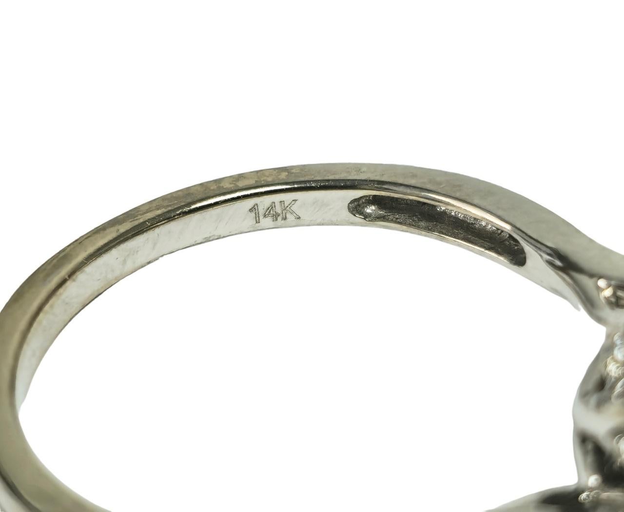 Art Deco 14K Diamond White Gold Engagement Ring For Sale 1