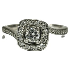 Art Deco 14K Diamond White Gold Engagement Ring