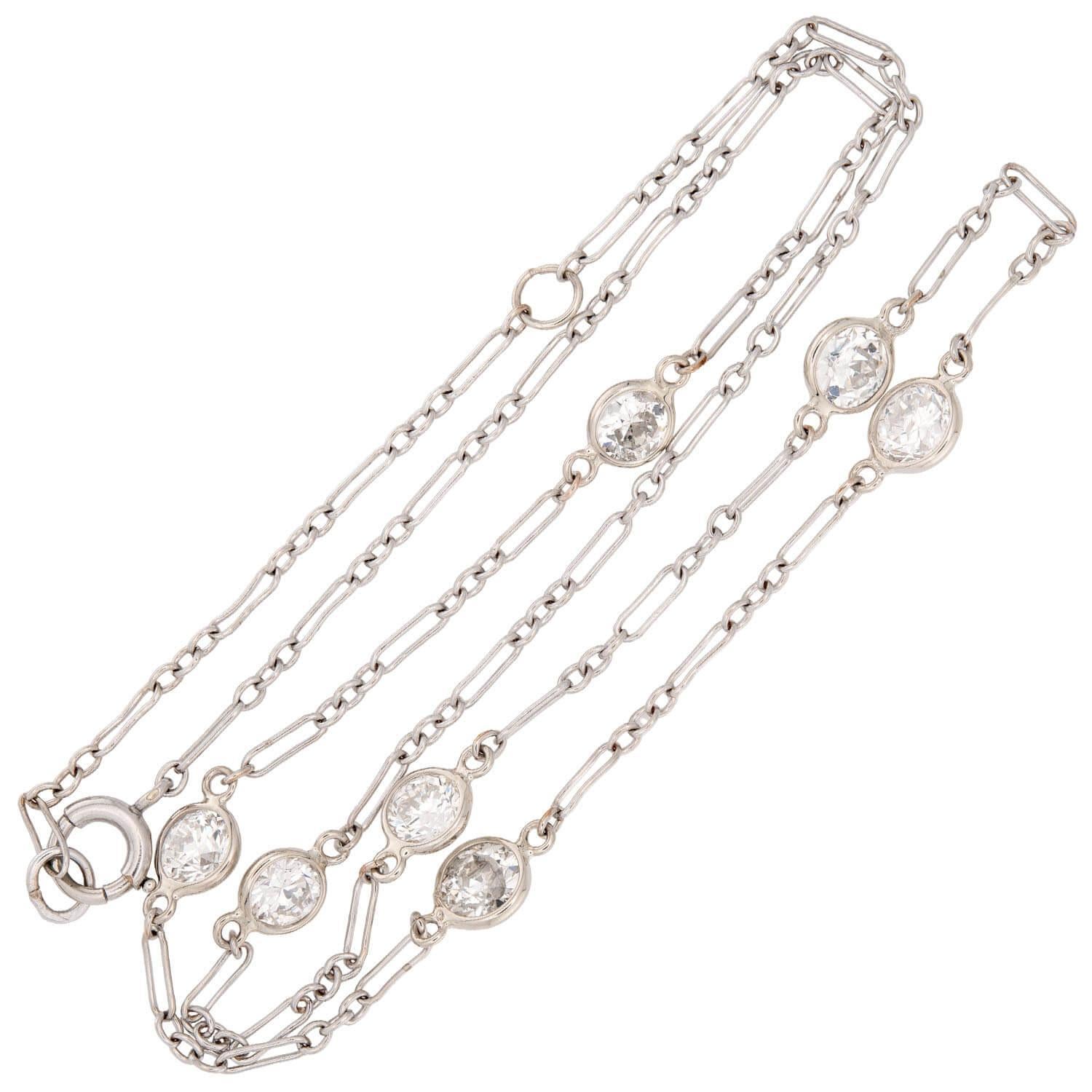 Taglio antico europeo Catena Art Deco 14k 