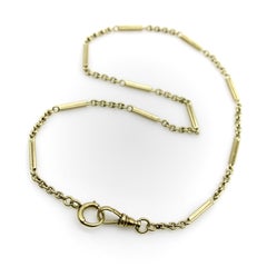 Art Deco 14K Gold Alternating Link Watch Chain