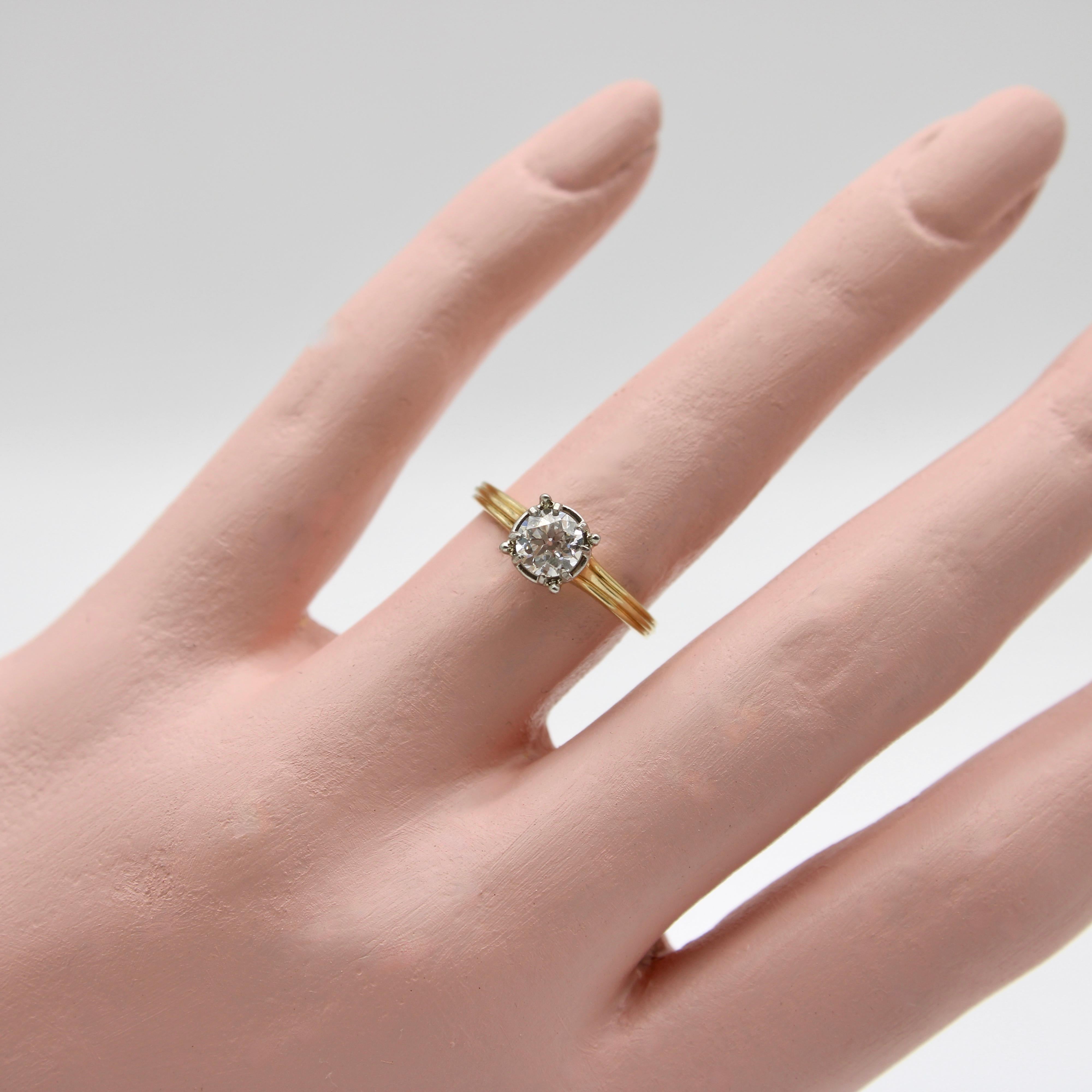 Art Deco 14K Gold Jabel Old Mine Cut Engagement Ring 6