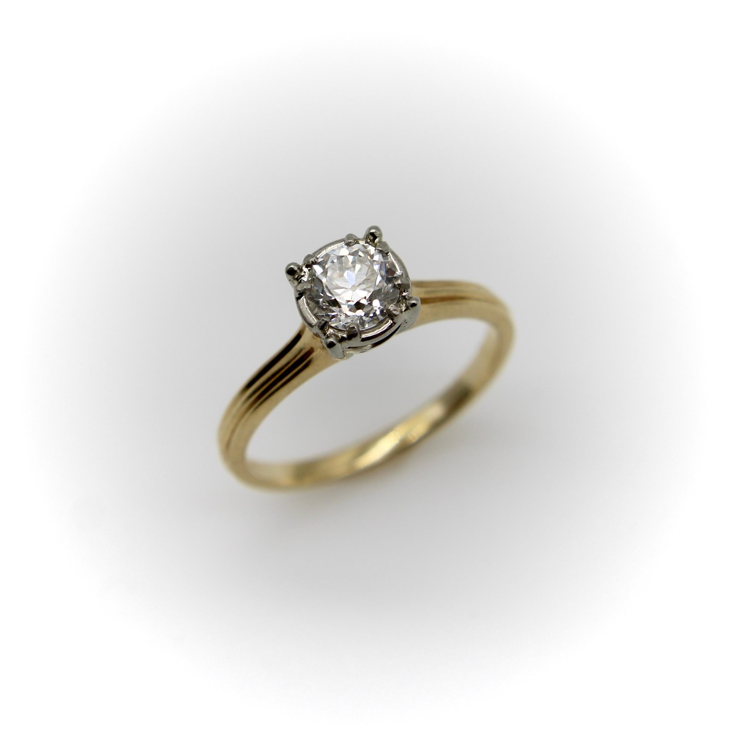 Art Deco 14K Gold Jabel Old Mine Cut Engagement Ring In Good Condition In Venice, CA