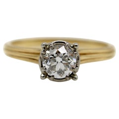 Art Deco 14K Gold Jabel Old Mine Cut Engagement Ring