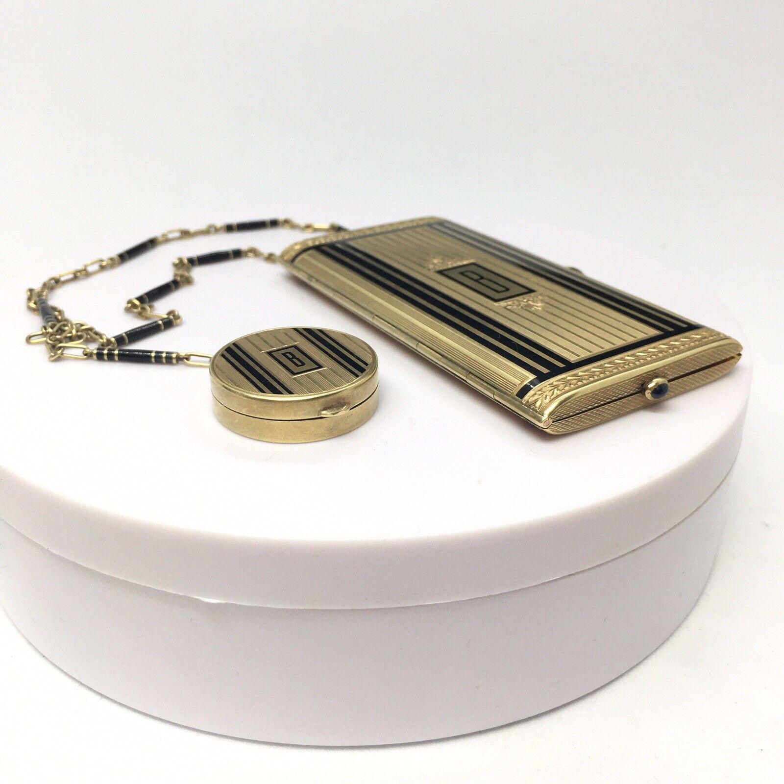 Art Deco 14K GOLD Makeup Case Compact Powder Rouge 1930s American made 99.2 Gr In Good Condition For Sale In Santa Monica, CA