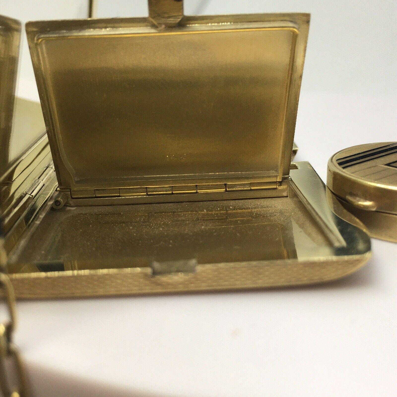 Art Deco 14K GOLD Makeup Case Compact Powder Rouge 1930s American made 99.2 Gr en vente 2