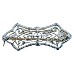 Antique Art Deco 14K Gold Small Filigree Brooch/Pin