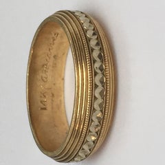 Anello Art Deco in oro 14K con design bicolore e motivo floreale marcato