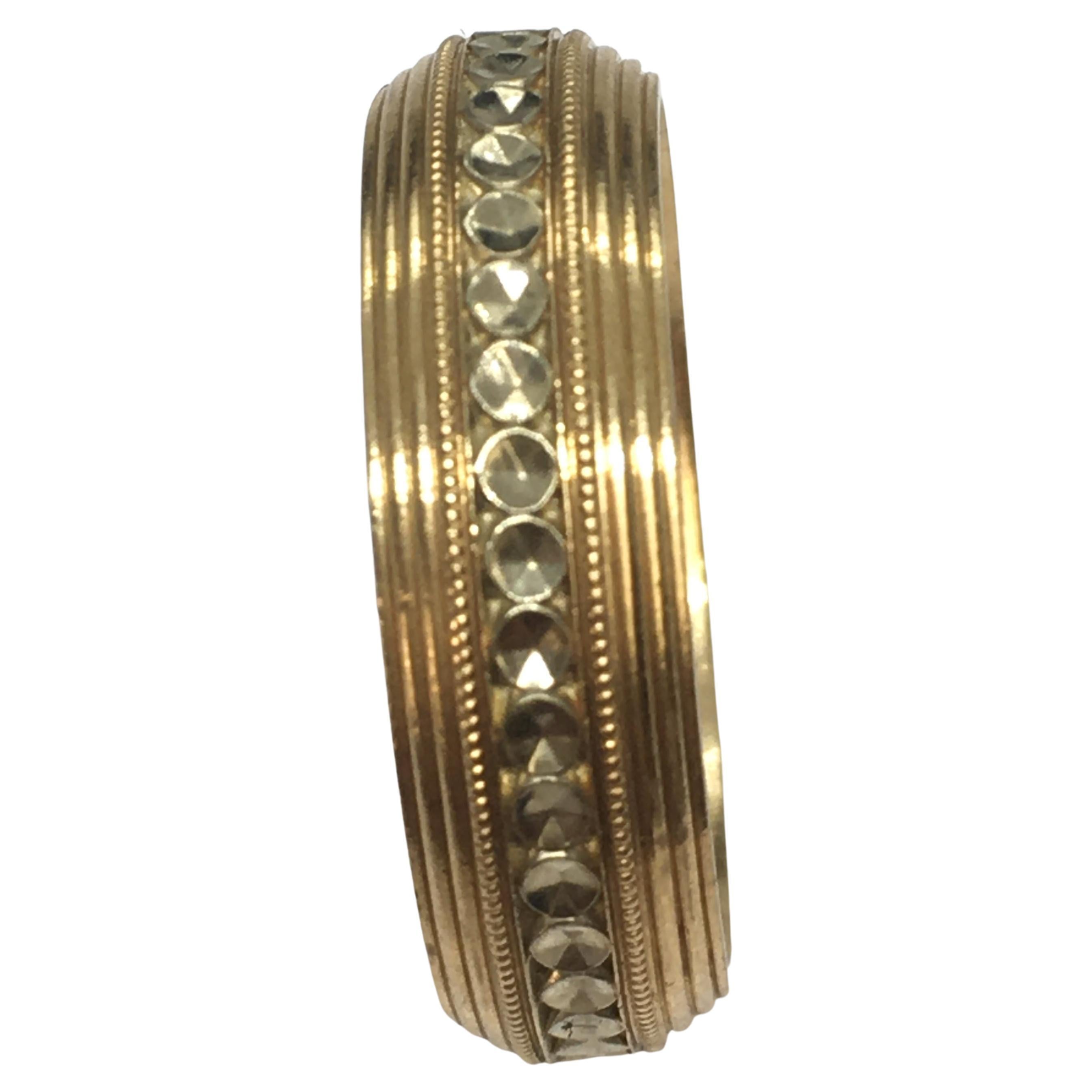Art Deco 14K Gold Zweifarbiger Design Band Ring mit Blumenmuster Markiert