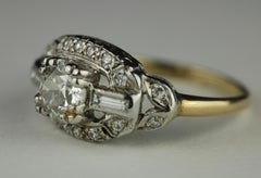 Art Deco 14K Gold Two-Tone Diamond Engagement Ring