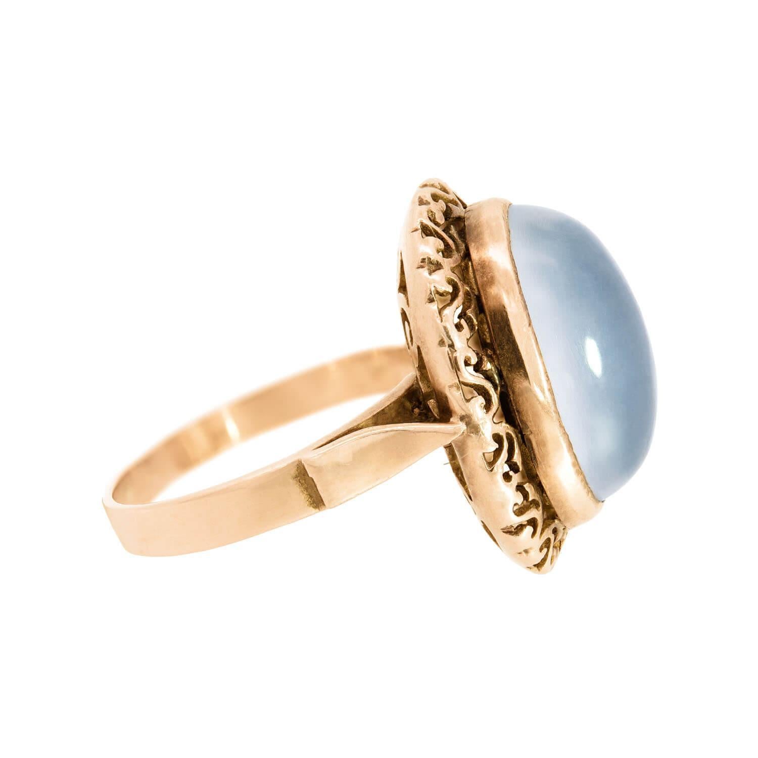 Art Deco 14k Moonstone Statement Ring In Good Condition For Sale In Narberth, PA
