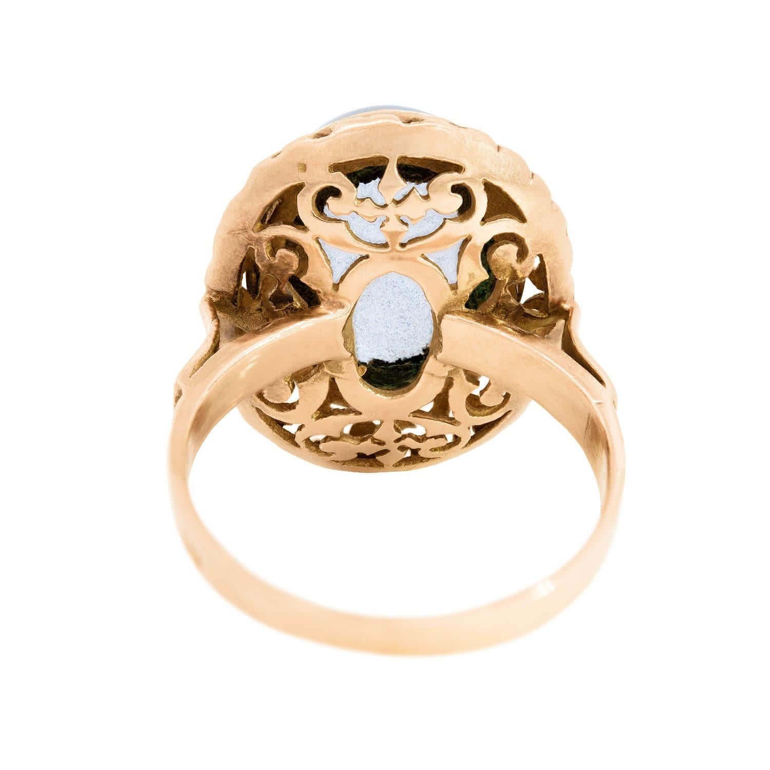 Art Deco 14k Moonstone Statement Ring For Sale 1