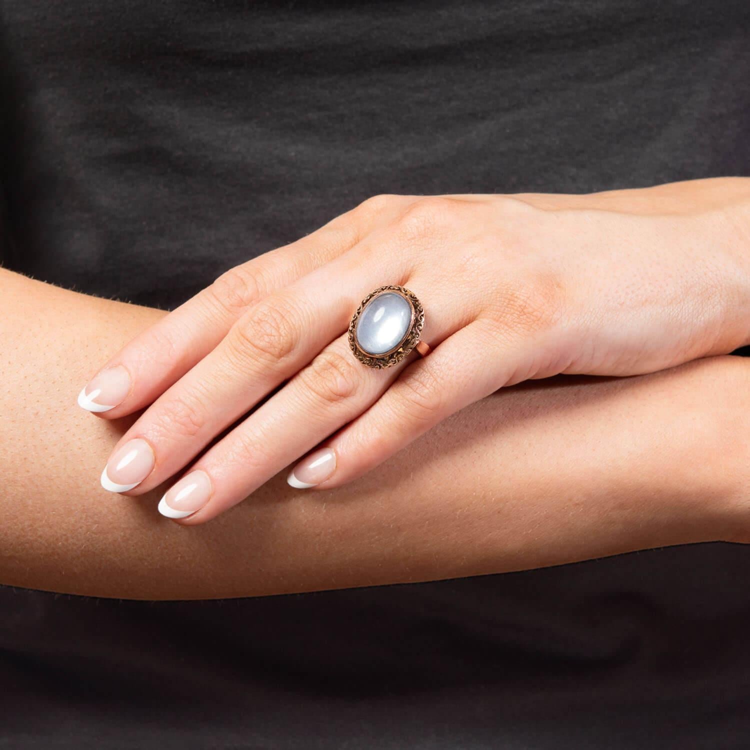 Art Deco 14k Moonstone Statement Ring en vente 3