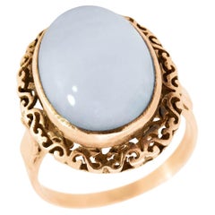 Anillo Art Decó de Piedra Lunar de 14k