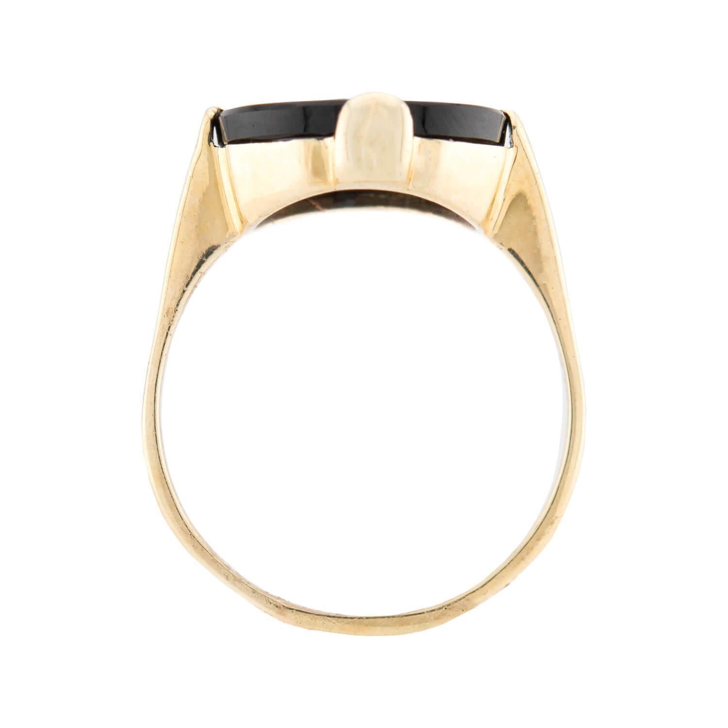 Art Deco 14k Onyx and Zircon Ring In Good Condition For Sale In Narberth, PA