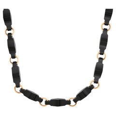 Art Deco 14k Onyx Link Necklace