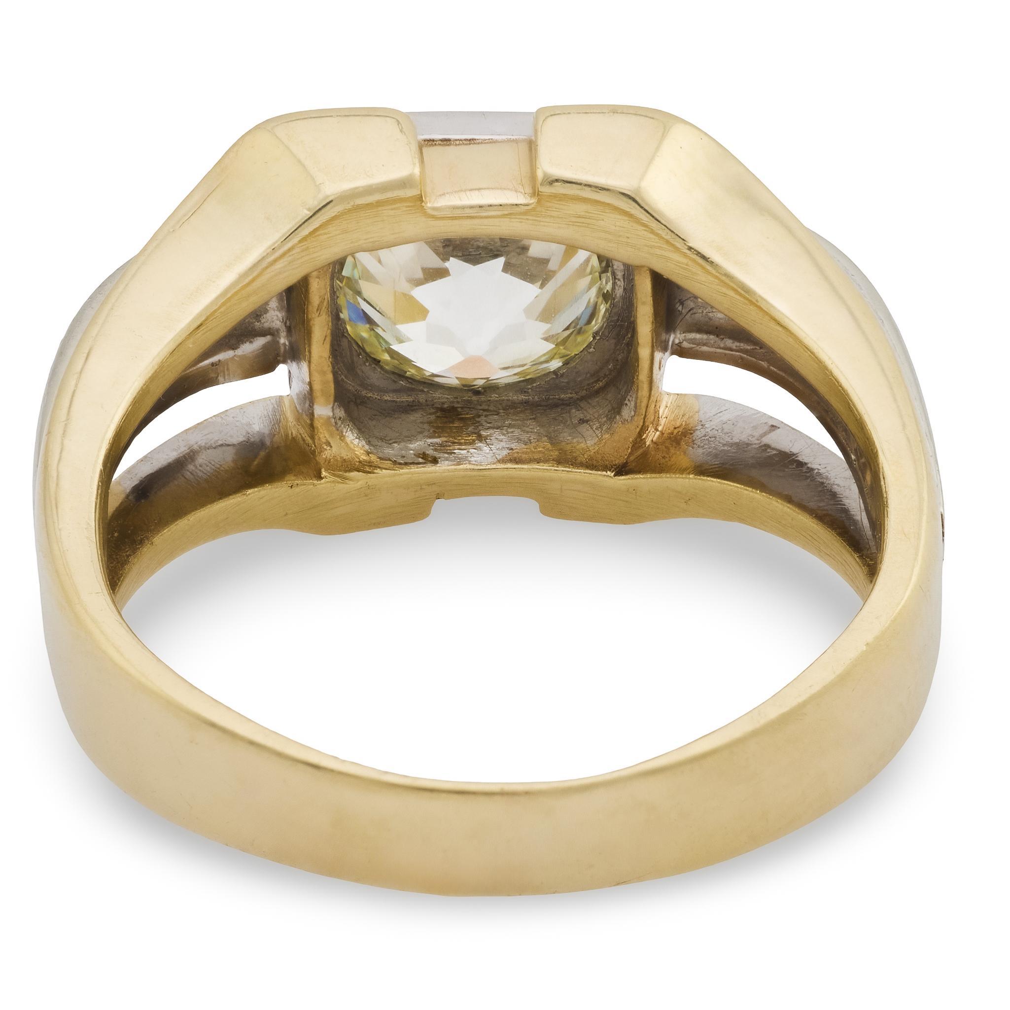 Anello di fidanzamento con diamante Art Deco 14k/Palladio 2,5ct In condizioni buone in vendita a Narberth, PA