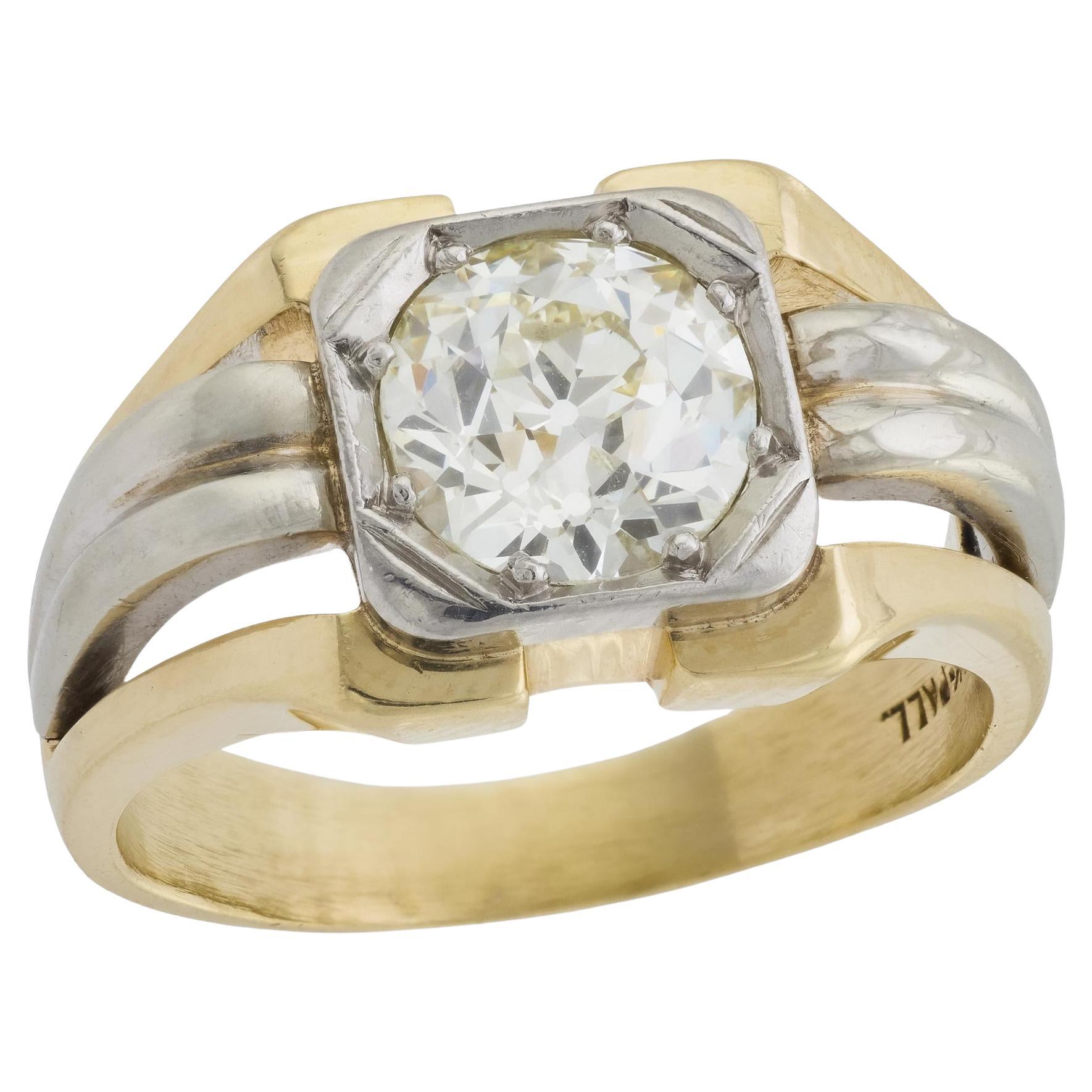 Anello di fidanzamento con diamante Art Deco 14k/Palladio 2,5ct in vendita