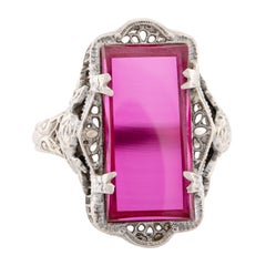 Art Deco 14k Pink Glass Ring
