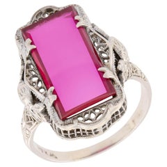 Art Deco 14k Pink Glass Ring
