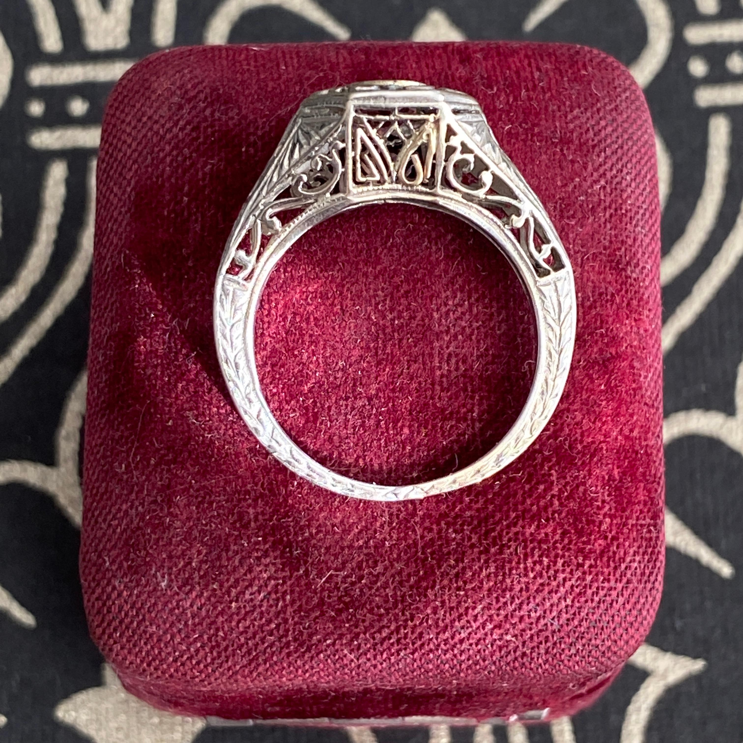 Art Deco 14k Pink Tourmaline Filigree Ring For Sale 5