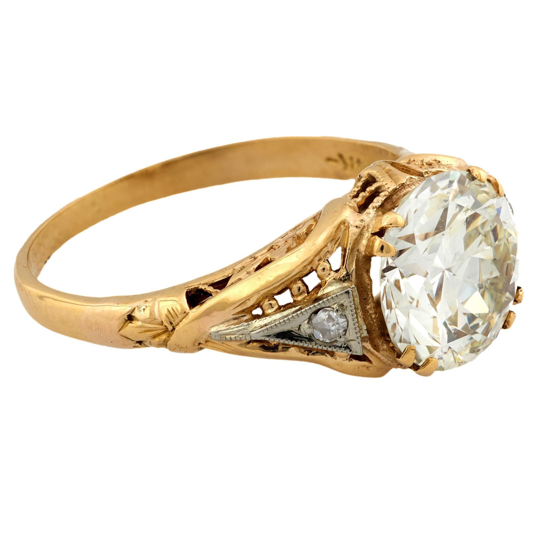 Taille vieille Europe Bague de fiançailles Art déco 14k/Platine 2.27ct en vente