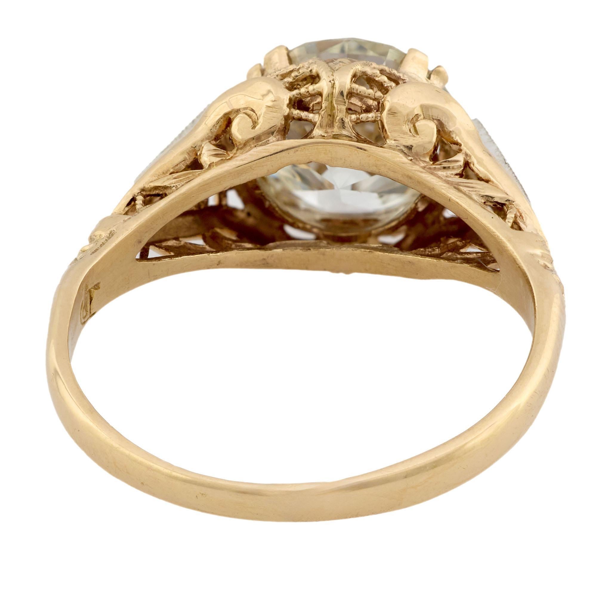 Bague de fiançailles Art déco 14k/Platine 2.27ct Pour femmes en vente