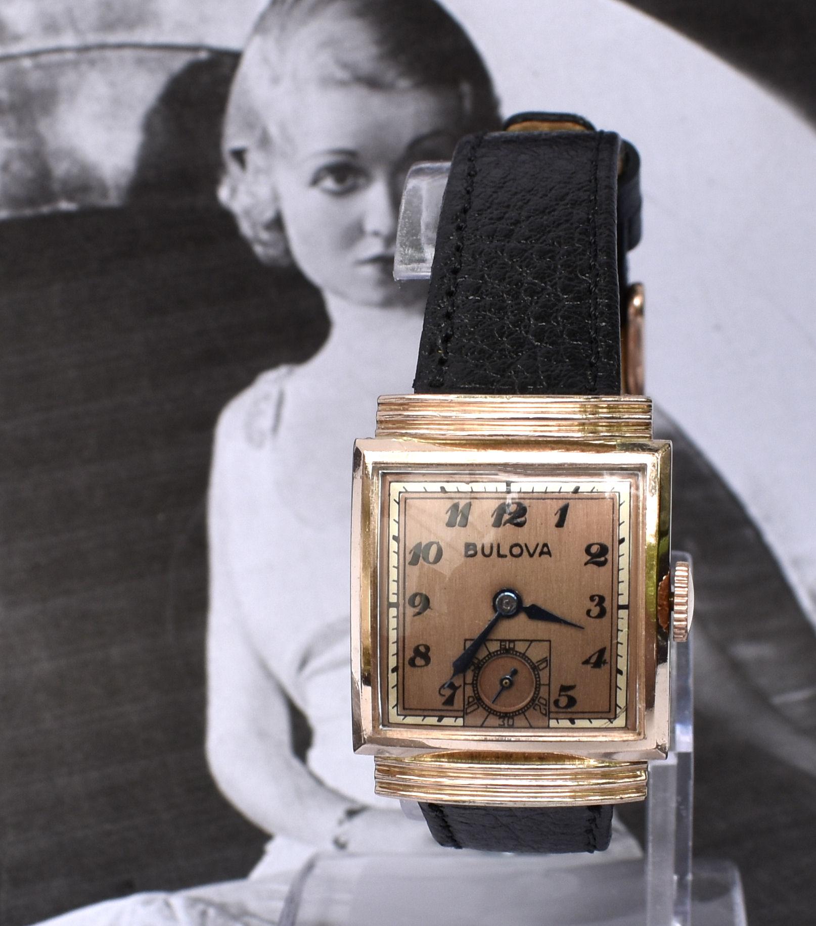 Art Deco 14k Rolled Rose GF Gents Wristwatch, c1940, Bulova, Fully Serviced 2