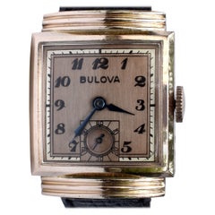 Art Deco 14k Rolled Rose GF Gents Wristwatch, c1940, Bulova, Fully Serviced