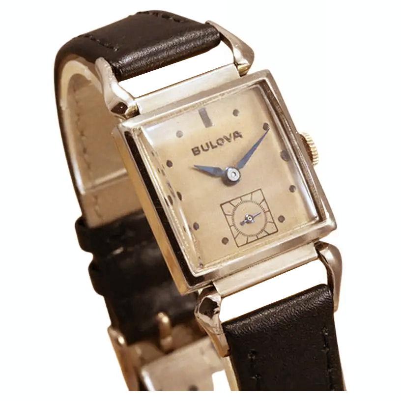 Art Deco 14k Rose Gold Filled Gents Wristwatch by Bulova, Fully Serviced, c1944 4