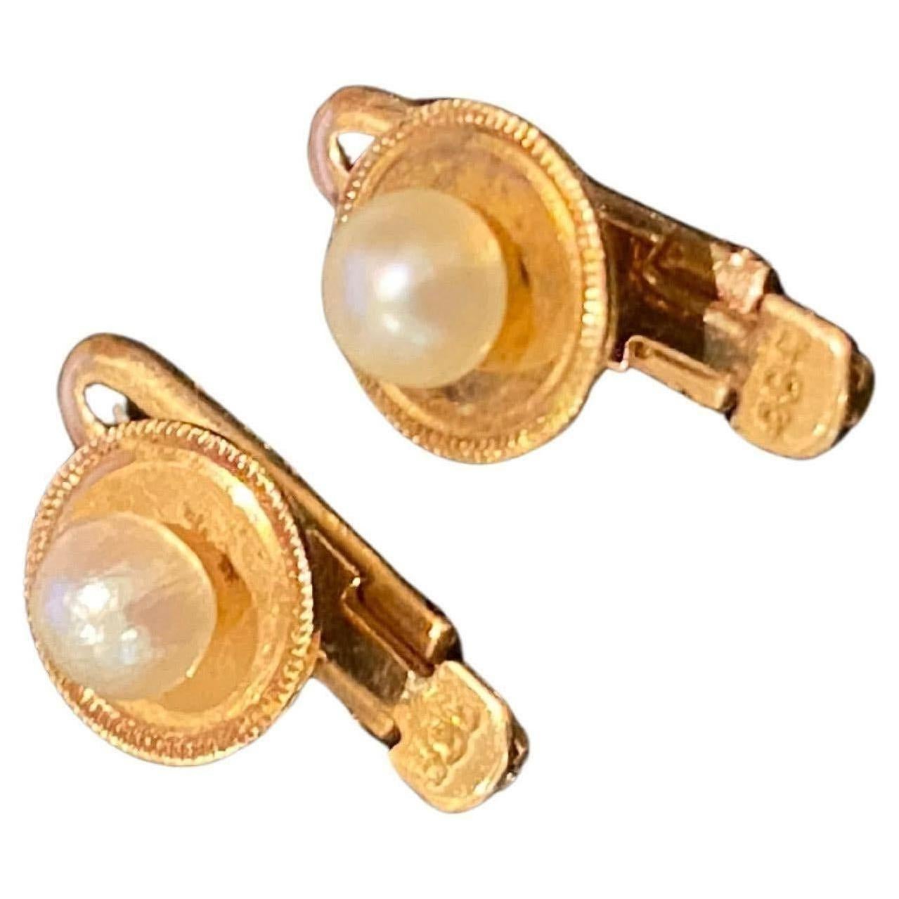 Art-Deco 14K Rose Gold & Pearl Shirt Studs For Sale