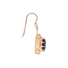 Art Deco 14k Sapphire, Diamond, and Enamel Drop Earrings
