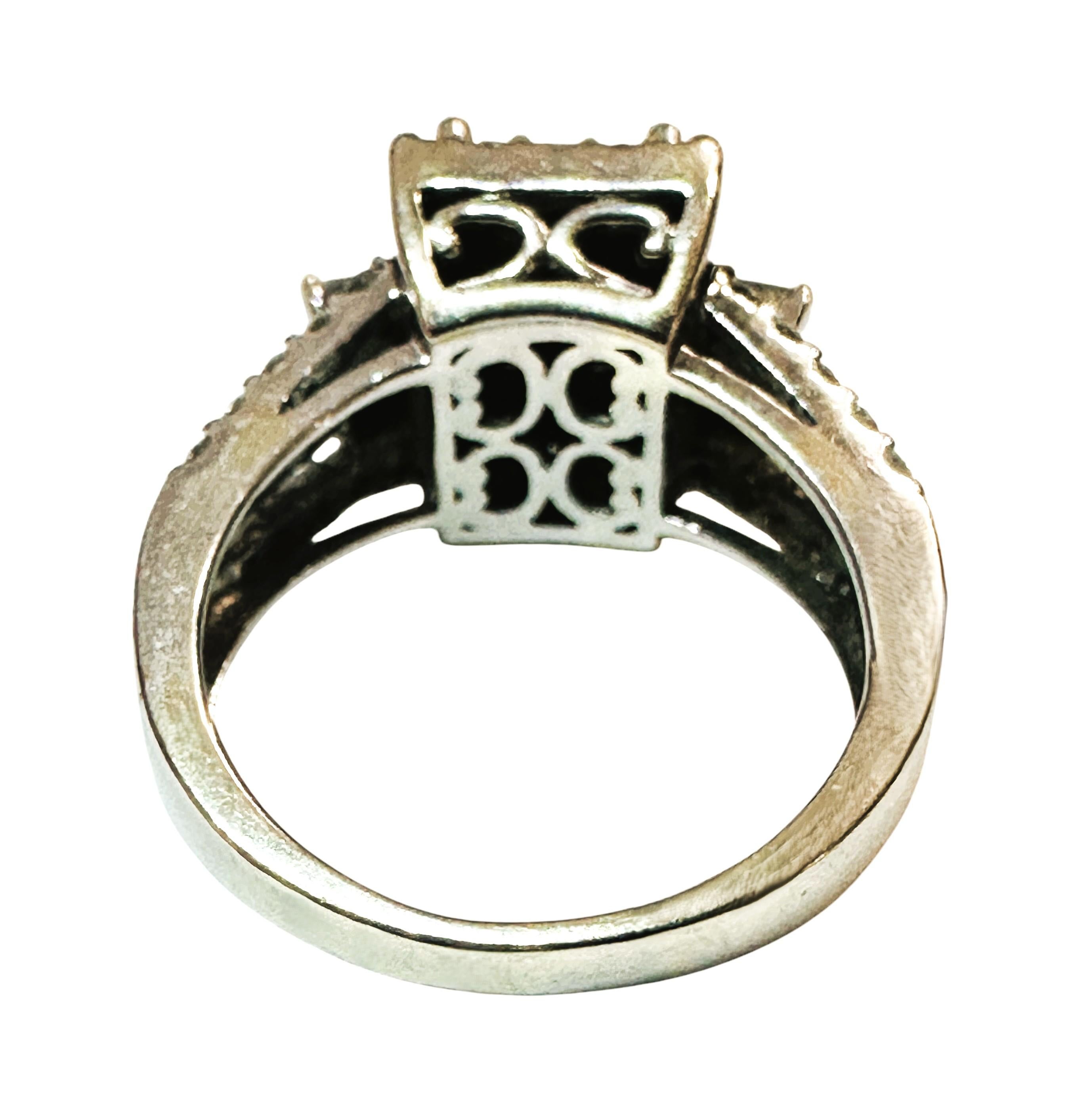 Art Deco 14k White Gold 3.78 carat Diamond Princess Cut & Brilliant Cut Ring 6