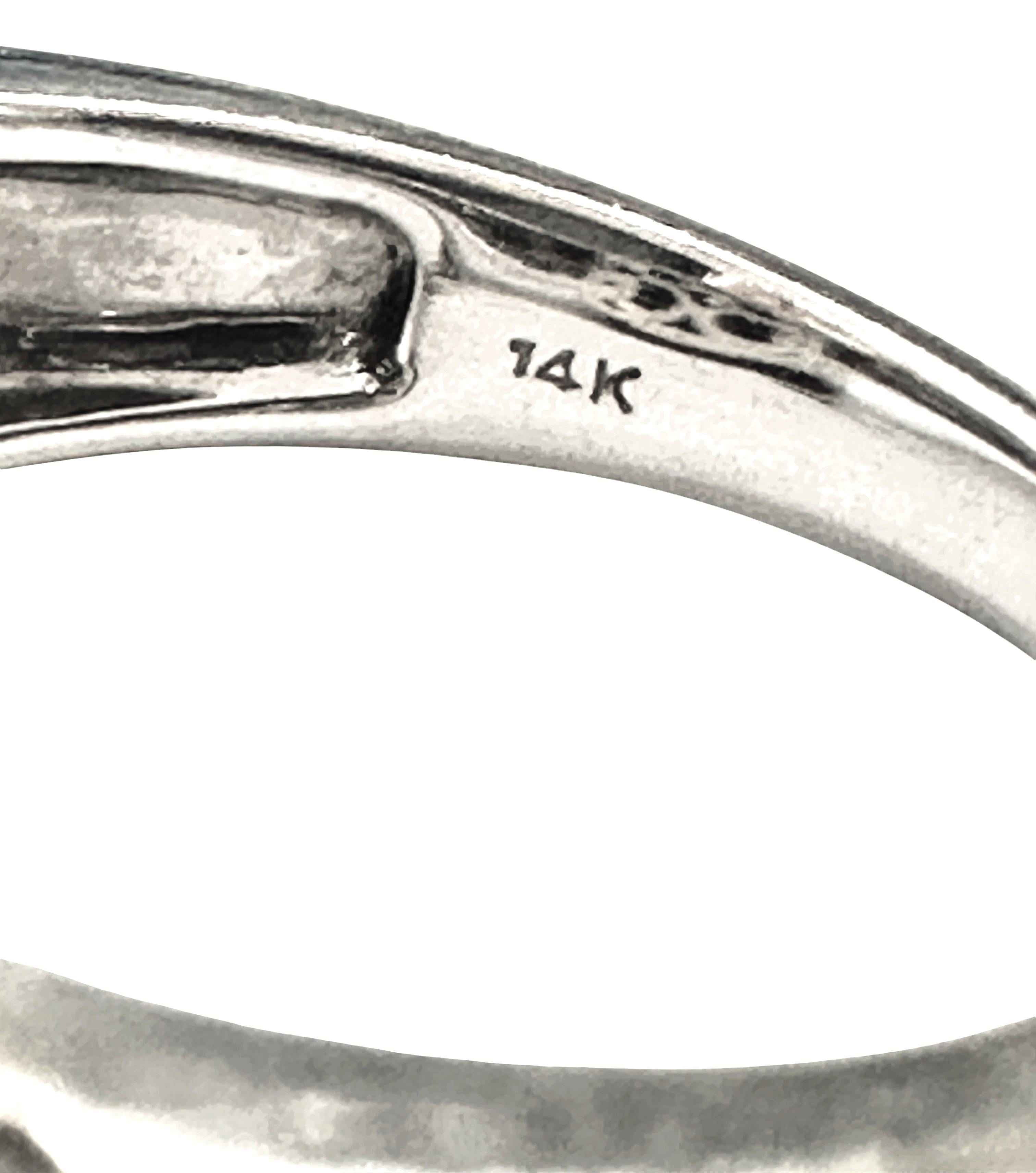 Art Deco 14k White Gold 3.78 carat Diamond Princess Cut & Brilliant Cut Ring 4