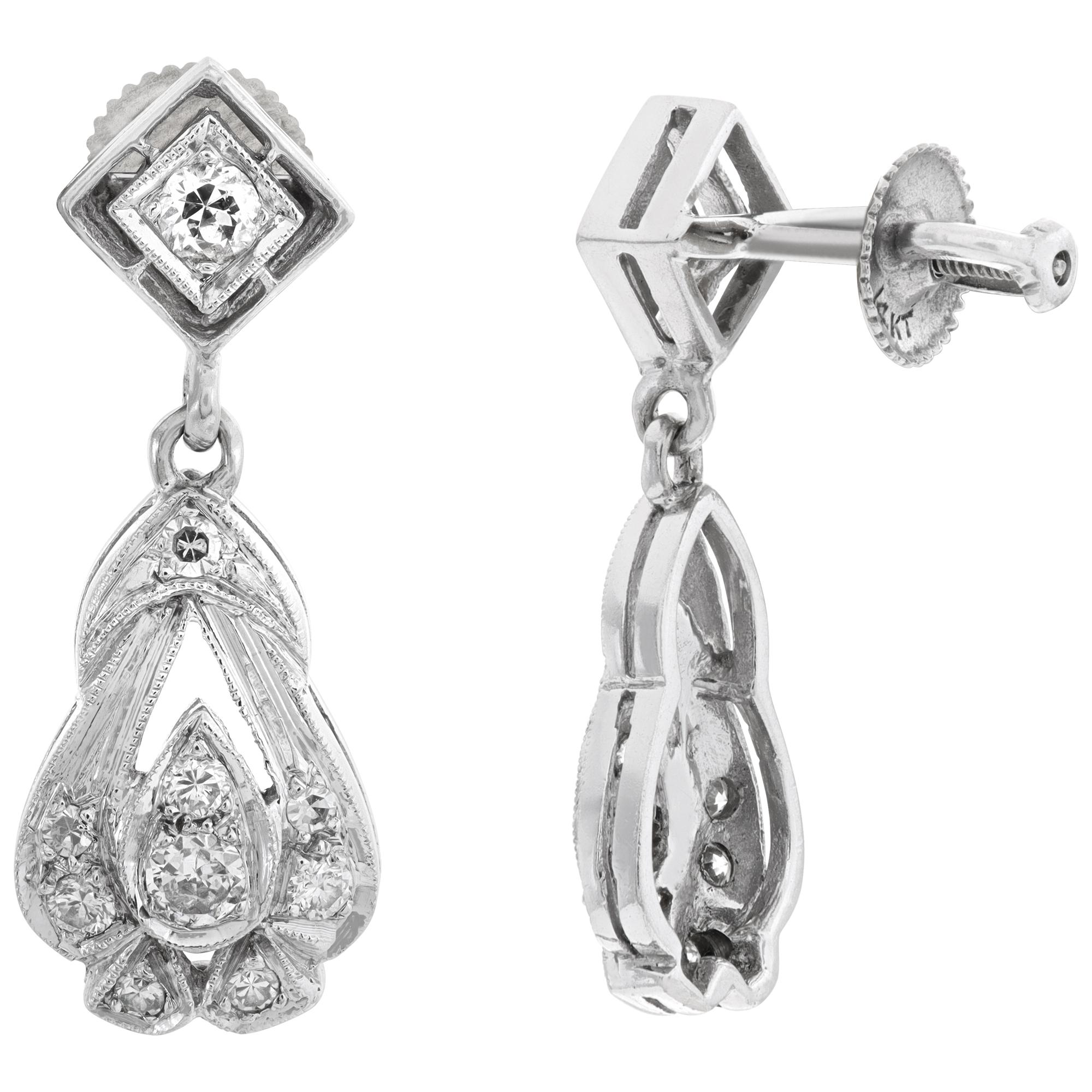 Donna Orecchini con diamanti in oro bianco 14k Art Deco in vendita