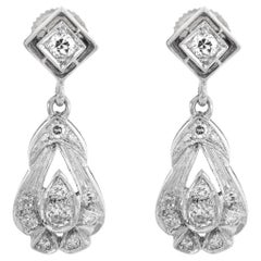 Art Deco 14k white gold diamond earrings