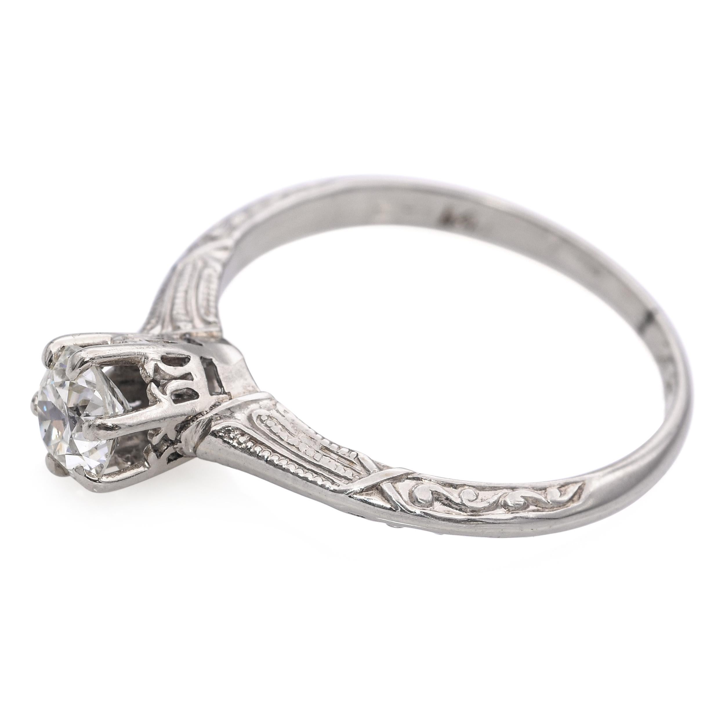 Art Deco 14k White Gold Diamond Engagement Ring In Good Condition For Sale In New York, NY