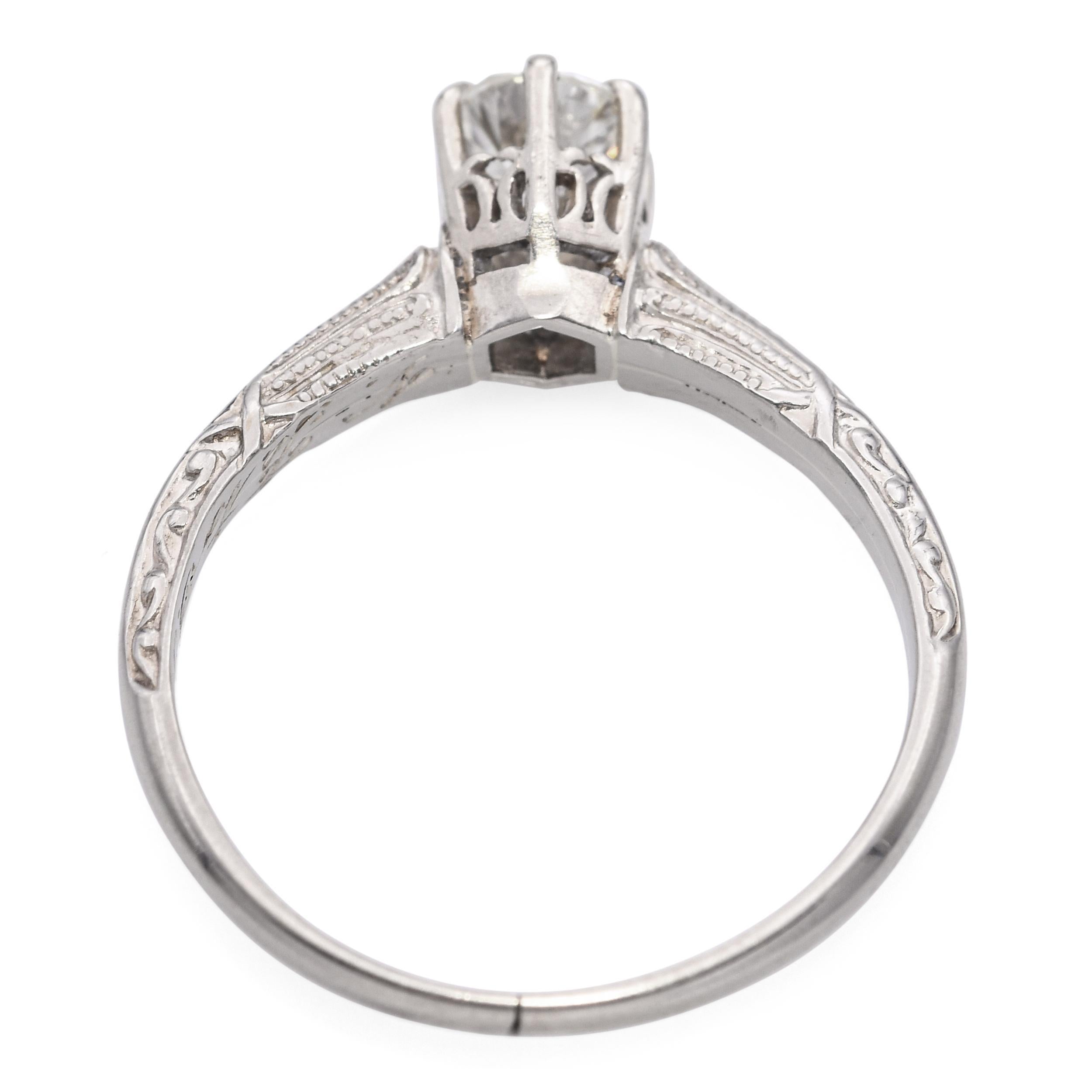 Women's Art Deco 14k White Gold Diamond Engagement Ring For Sale