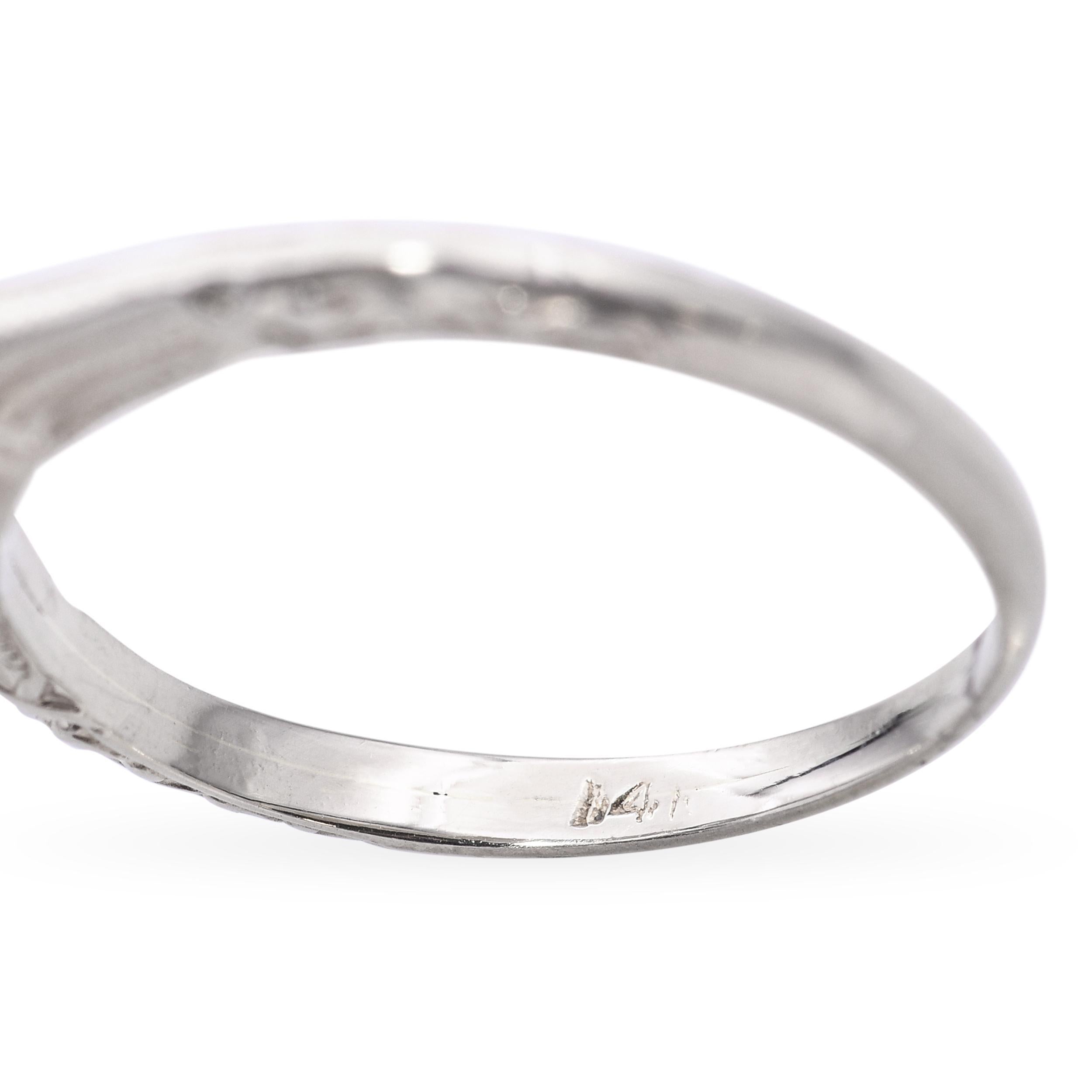 Art Deco 14k White Gold Diamond Engagement Ring For Sale 2