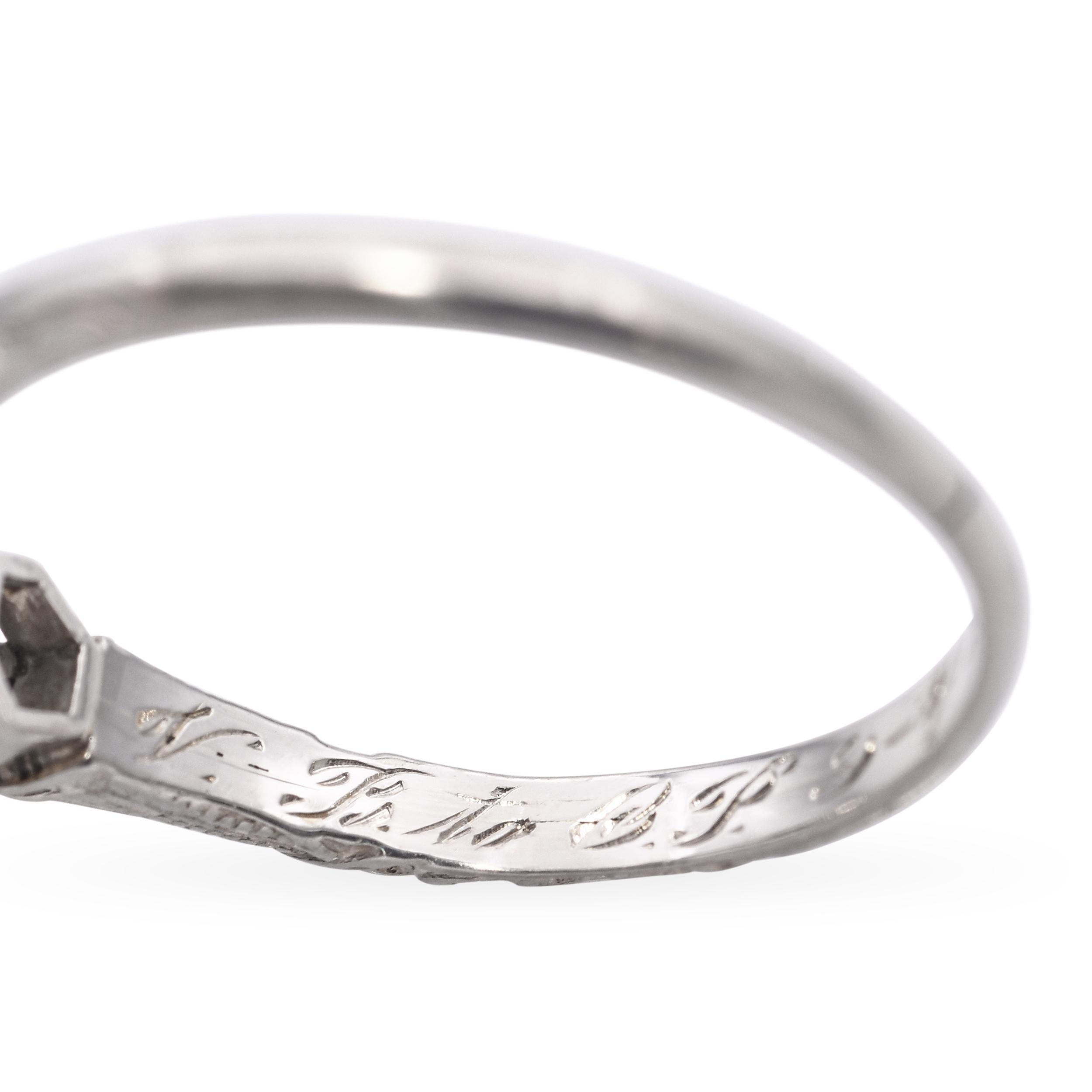 Art Deco 14k White Gold Diamond Engagement Ring For Sale 3