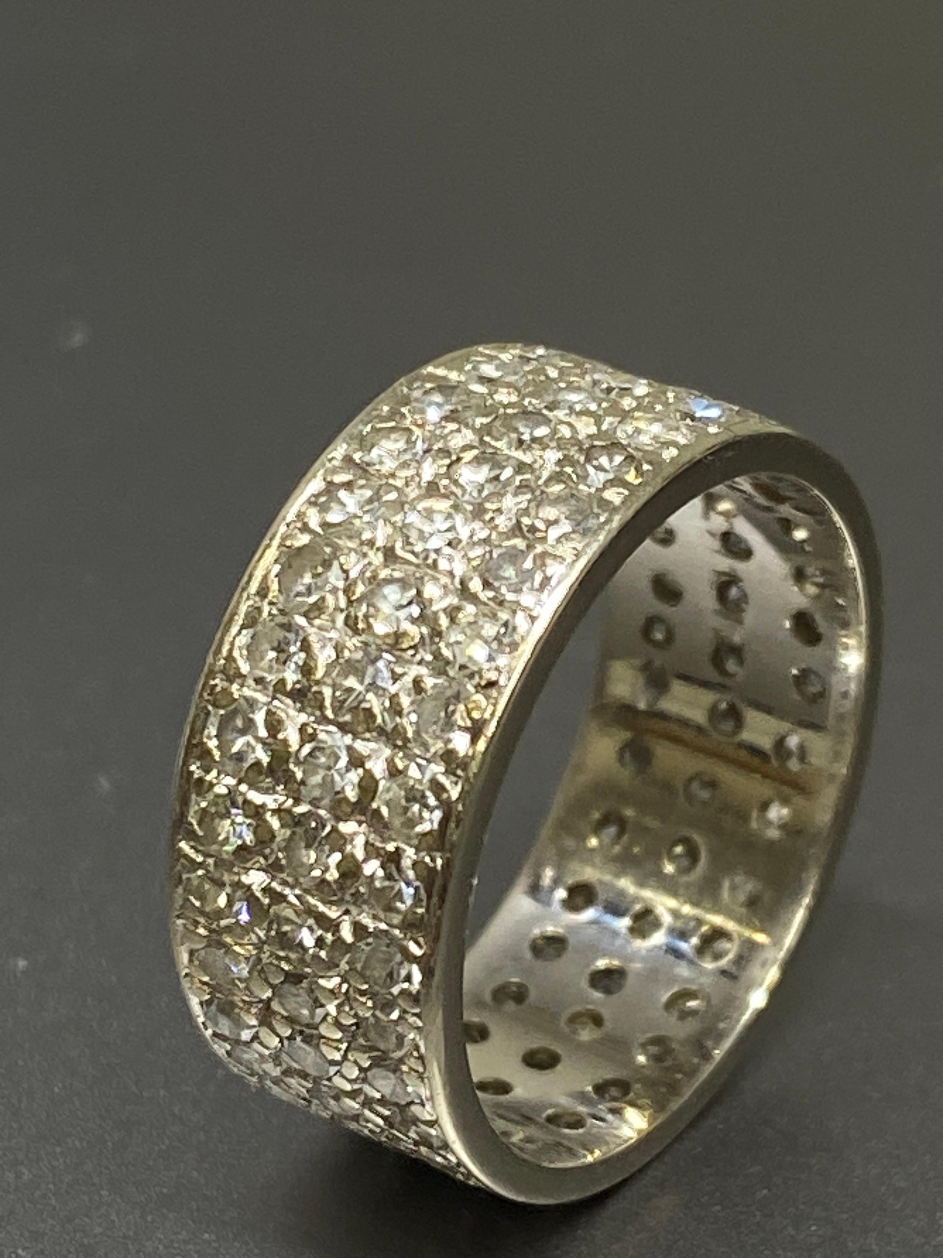 Eternity-Zigarrenring, Art déco, 14 Karat Weißgold & Diamant, Art déco (Rundschliff)