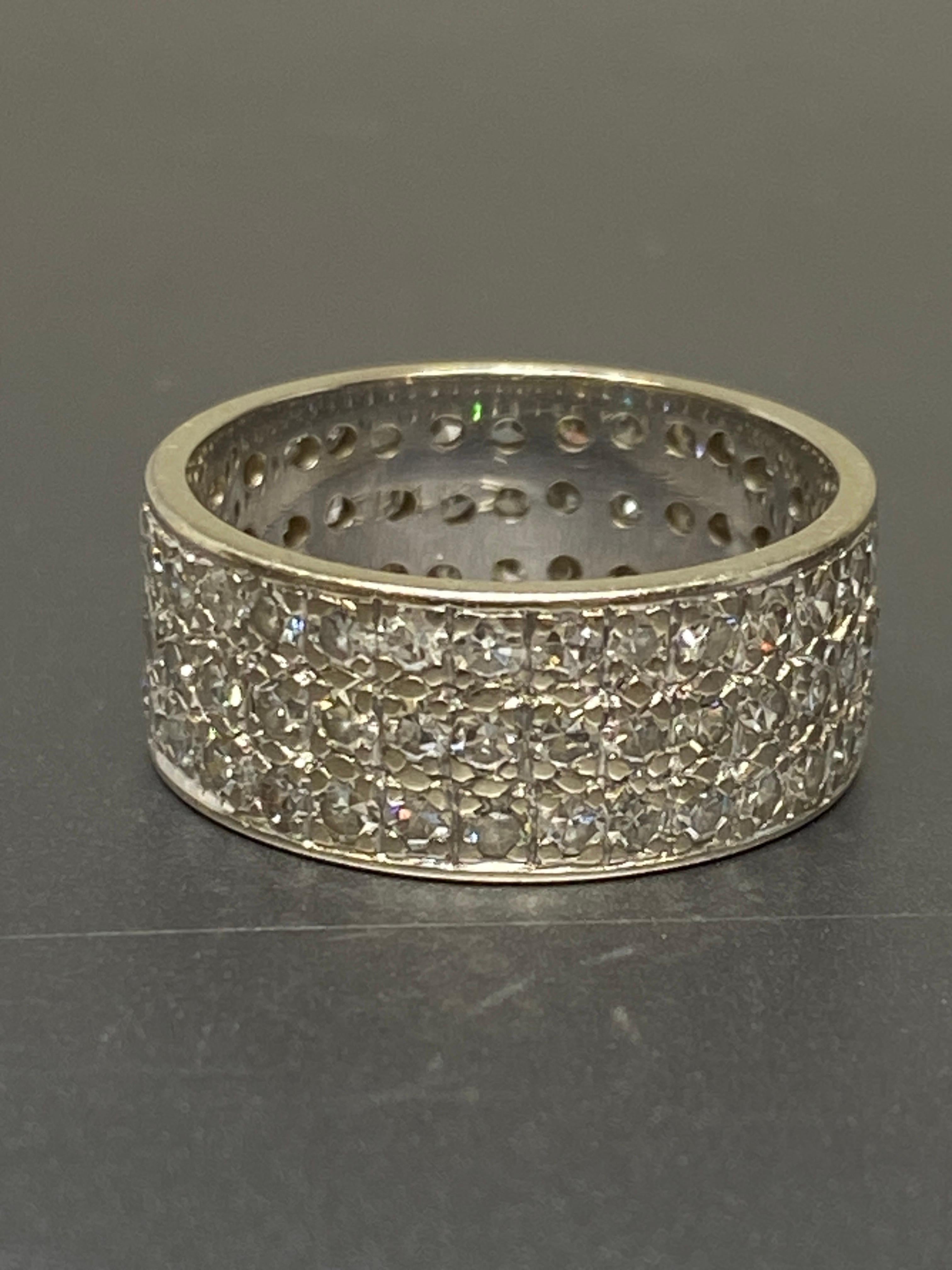Eternity-Zigarrenring, Art déco, 14 Karat Weißgold & Diamant, Art déco Damen