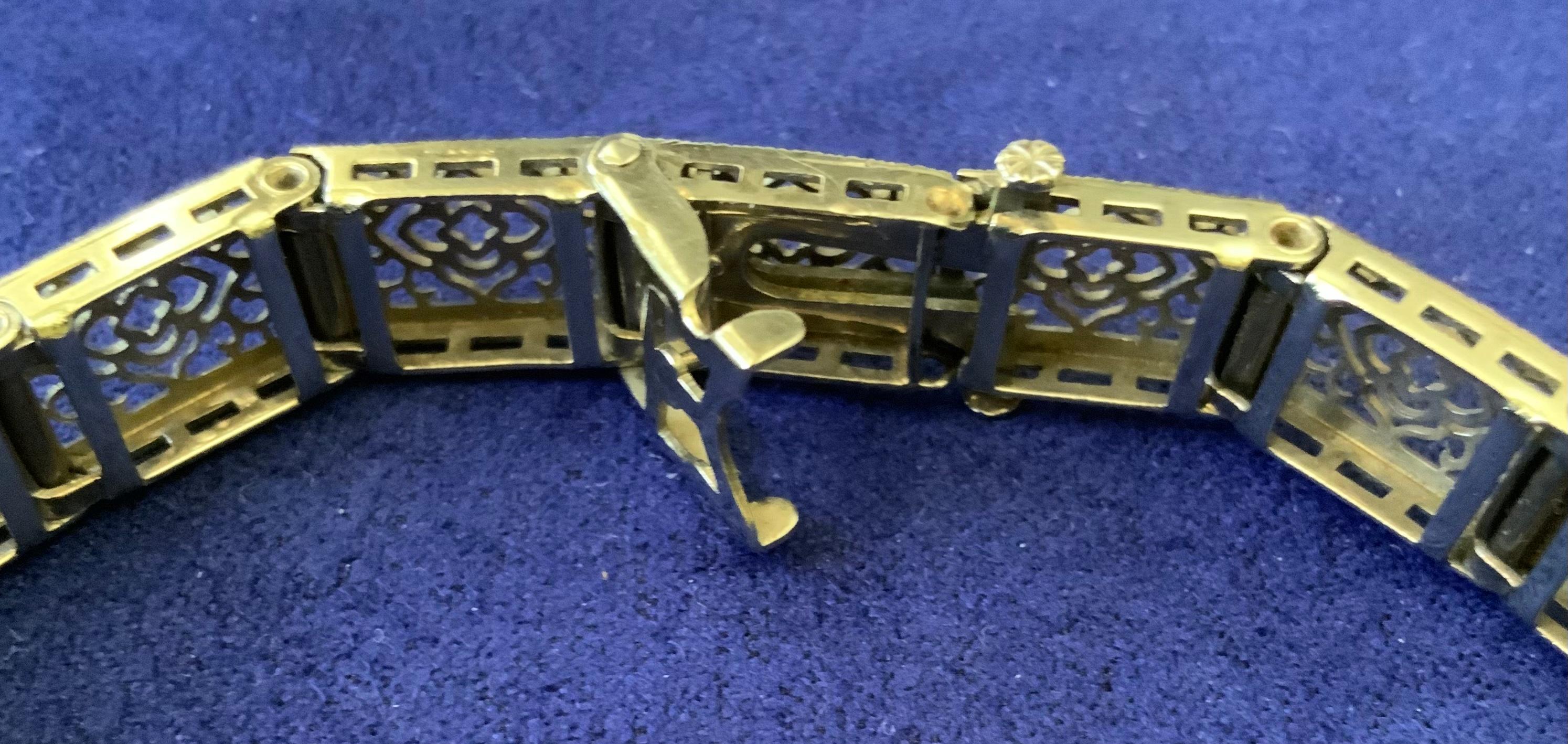 Art Deco 14K White Gold Diamond Filigree Bracelet For Sale 2