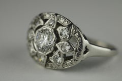 Art Deco 14K White Gold Diamond Flower Ring