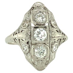 Vintage Art Deco 14K White Gold Diamond Ring