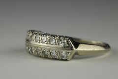 Art Deco 14K White Gold Double-Row Diamond Band