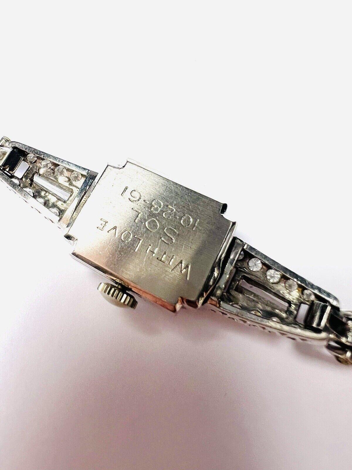 Women's Art Deco 14K White Gold Hamilton 2.5ctw Diamond Watch 22.1g For Sale