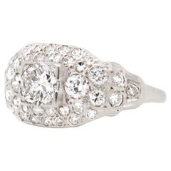 Vintage Art Deco 14K White Gold & Natural Diamond Pave-Set Ring